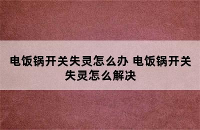 电饭锅开关失灵怎么办 电饭锅开关失灵怎么解决